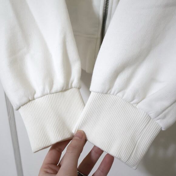 Free People Movement Wild At Heart White Cropped Full Zip Hoodie L Beach Lounge - Picture 2 of 11